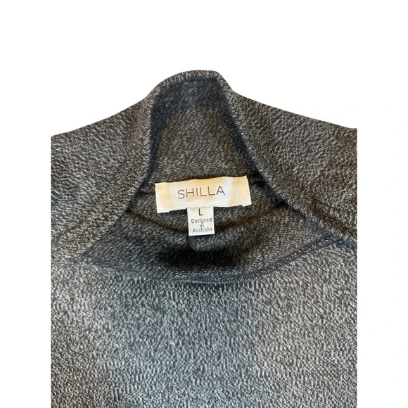 Shilla Womens Mock Neck Ruffle Mini Dress Charcoal Grey Marled Bell Sleeve L - Picture 5 of 5